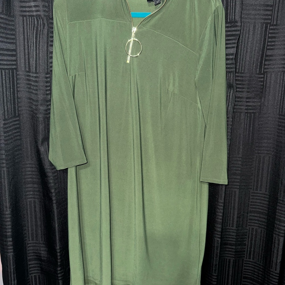MSK Olive Long Sleeve Dress with Gold Zipper